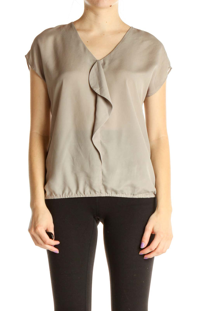 Beige Solid All Day Wear Blouse