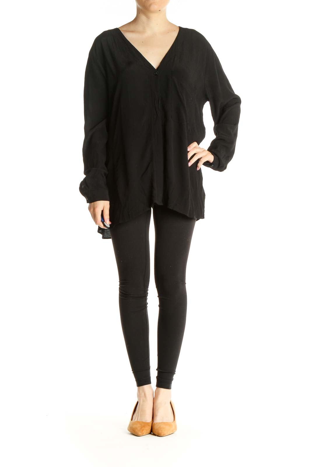 Black Solid All Day Wear Blouse