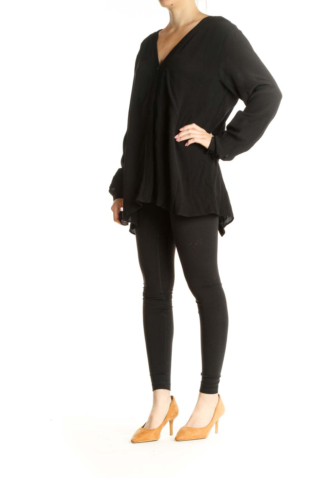 Black Solid All Day Wear Blouse