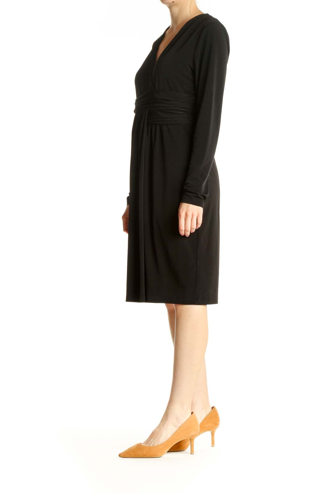 Black Solid Classic Fit & Flare Dress