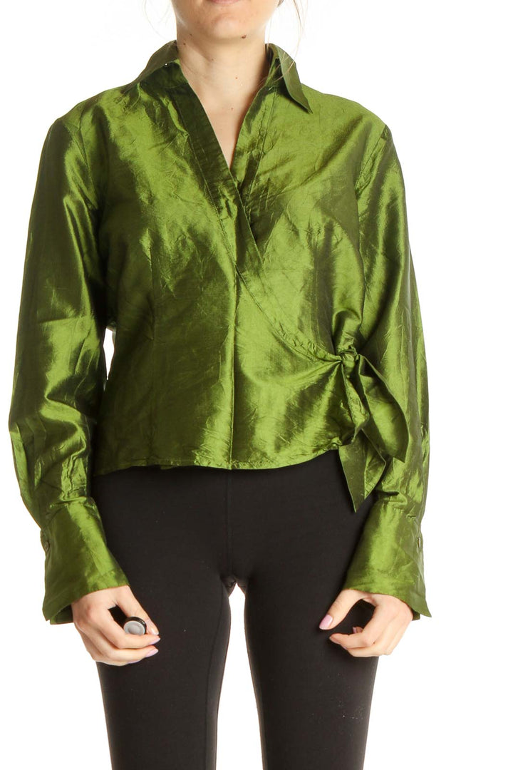 Green Solid Silk Shirt