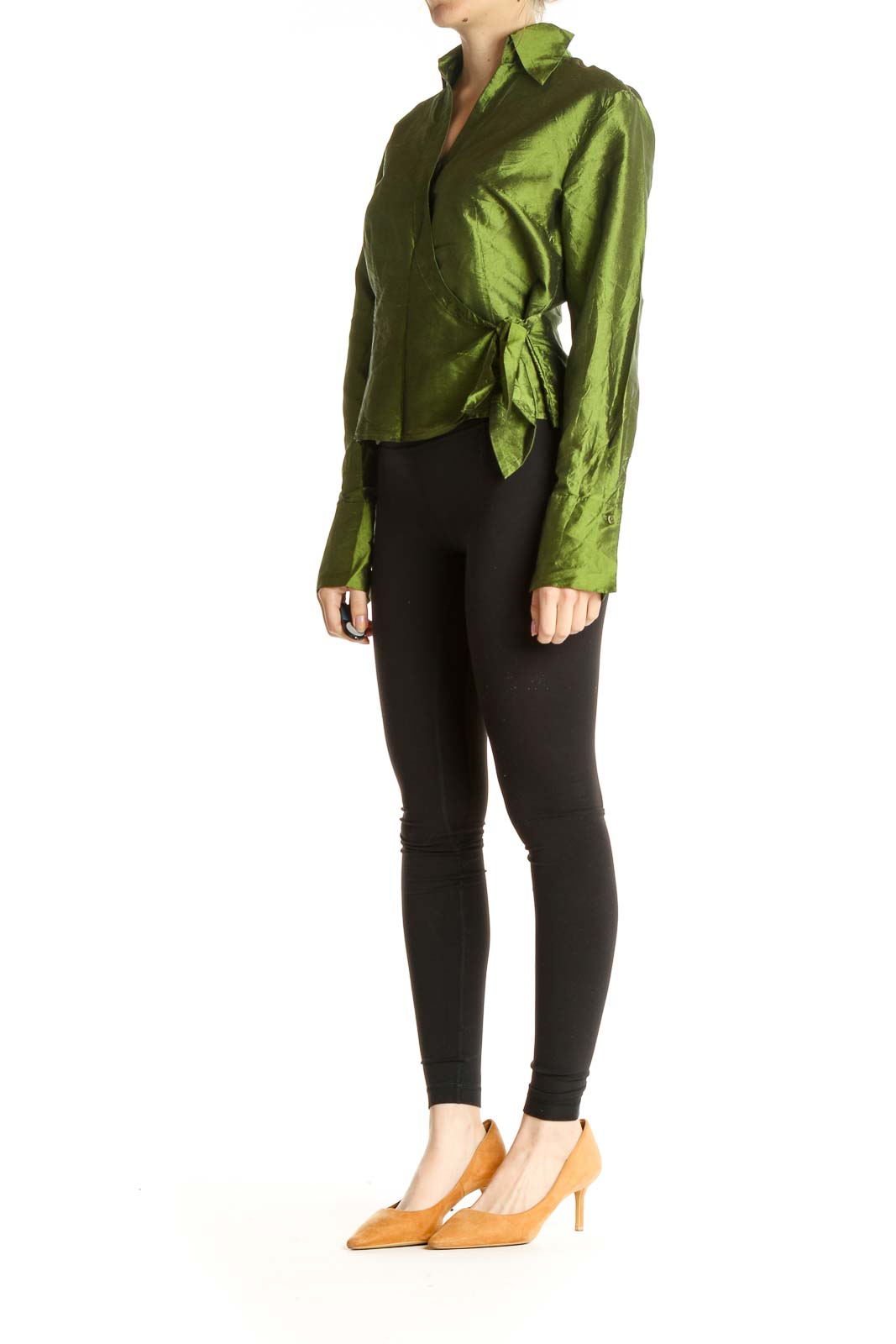 Green Solid Silk Shirt