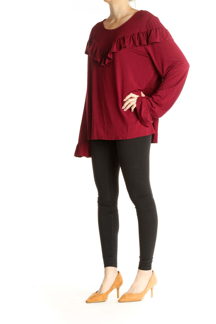 Red Solid All Day Wear Blouse