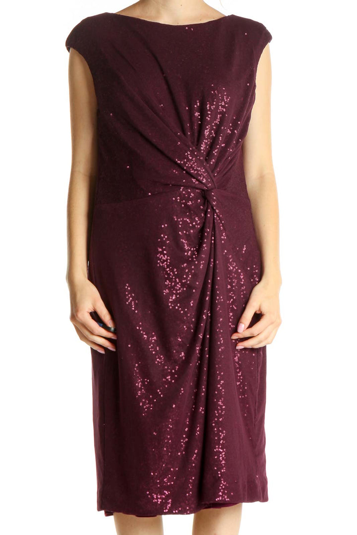 Purple Sequin Cocktail Sheath Dress