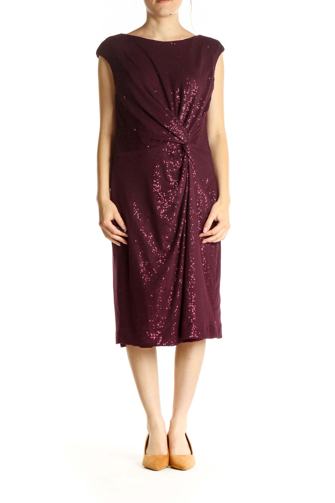 Purple Sequin Cocktail Sheath Dress