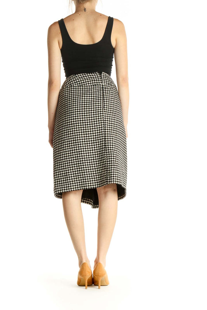 White Houndstooth Holiday A-Line Skirt