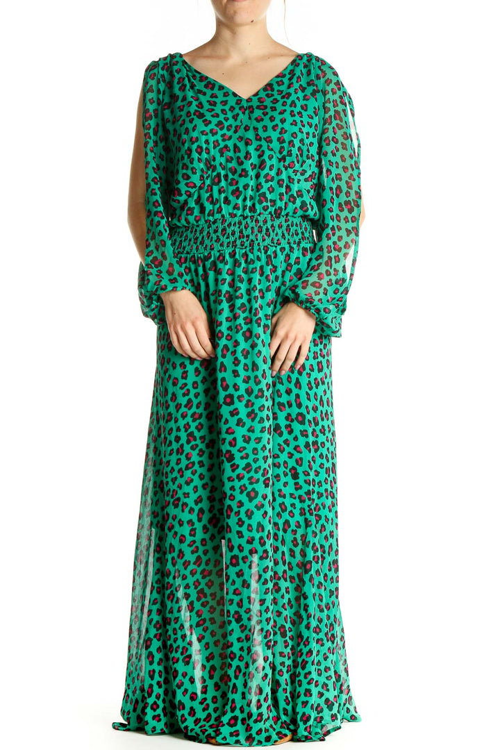 Green Chic Animal Print Fit & Flare Dress