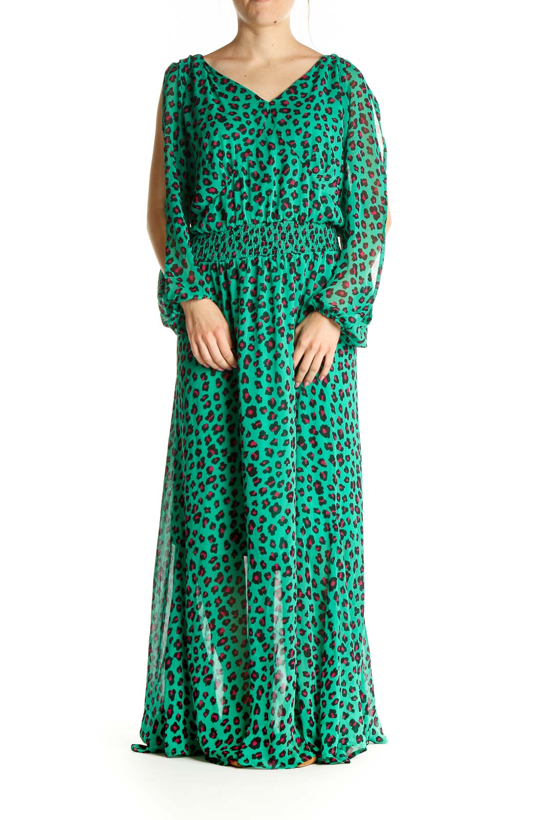 Green Chic Animal Print Fit & Flare Dress