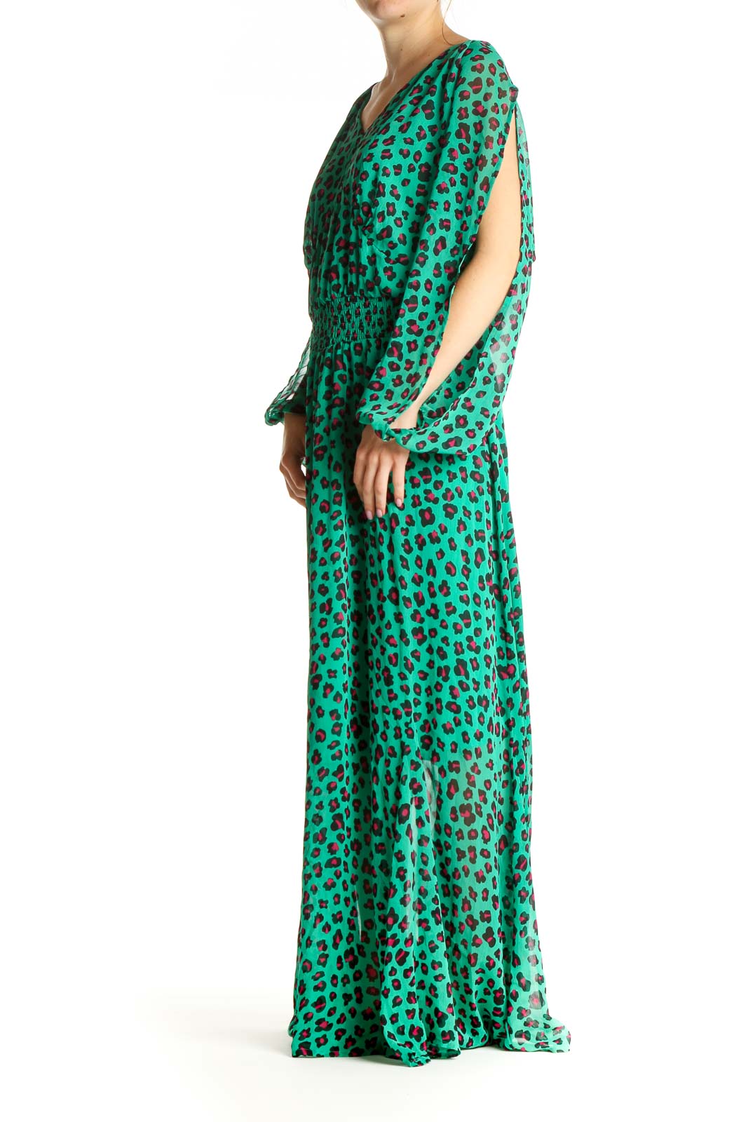 Green Chic Animal Print Fit & Flare Dress