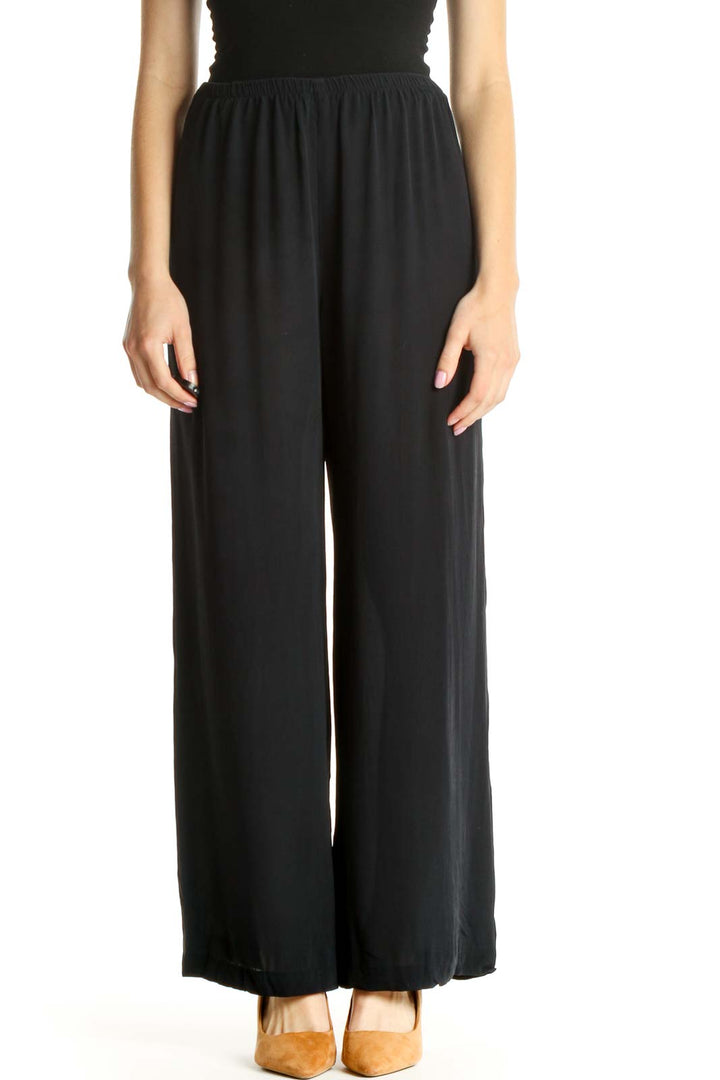 Black Solid Classic Palazzo Pants