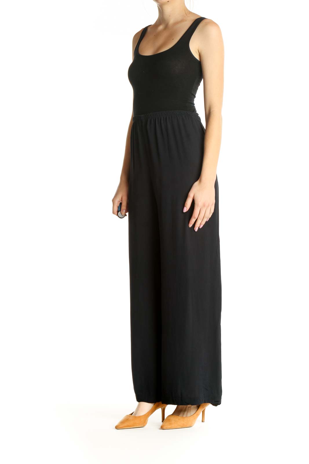 Black Solid Classic Palazzo Pants