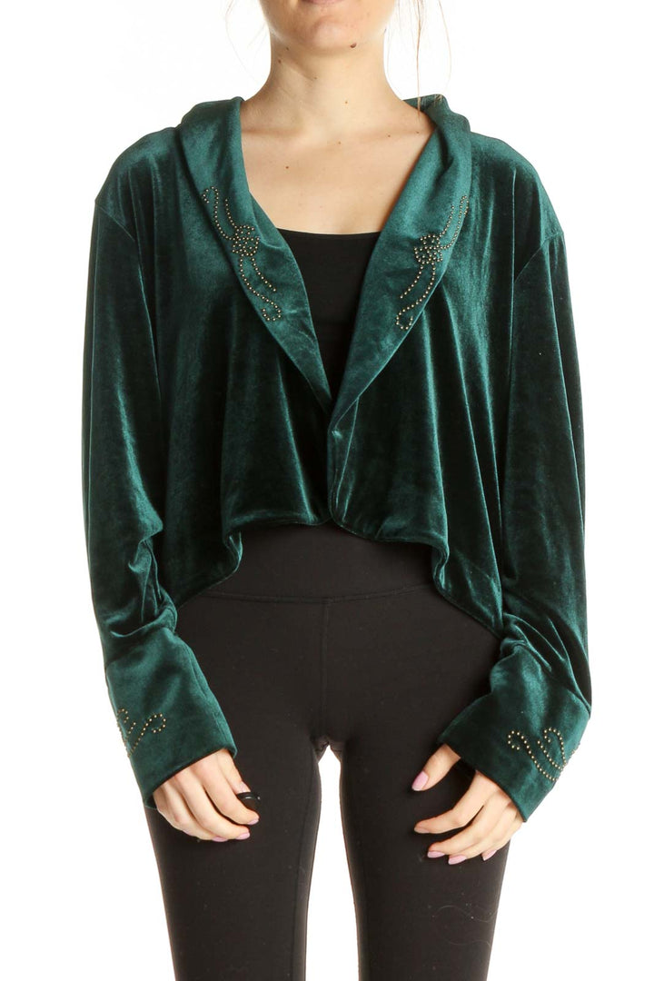 Green Velour Cardigan