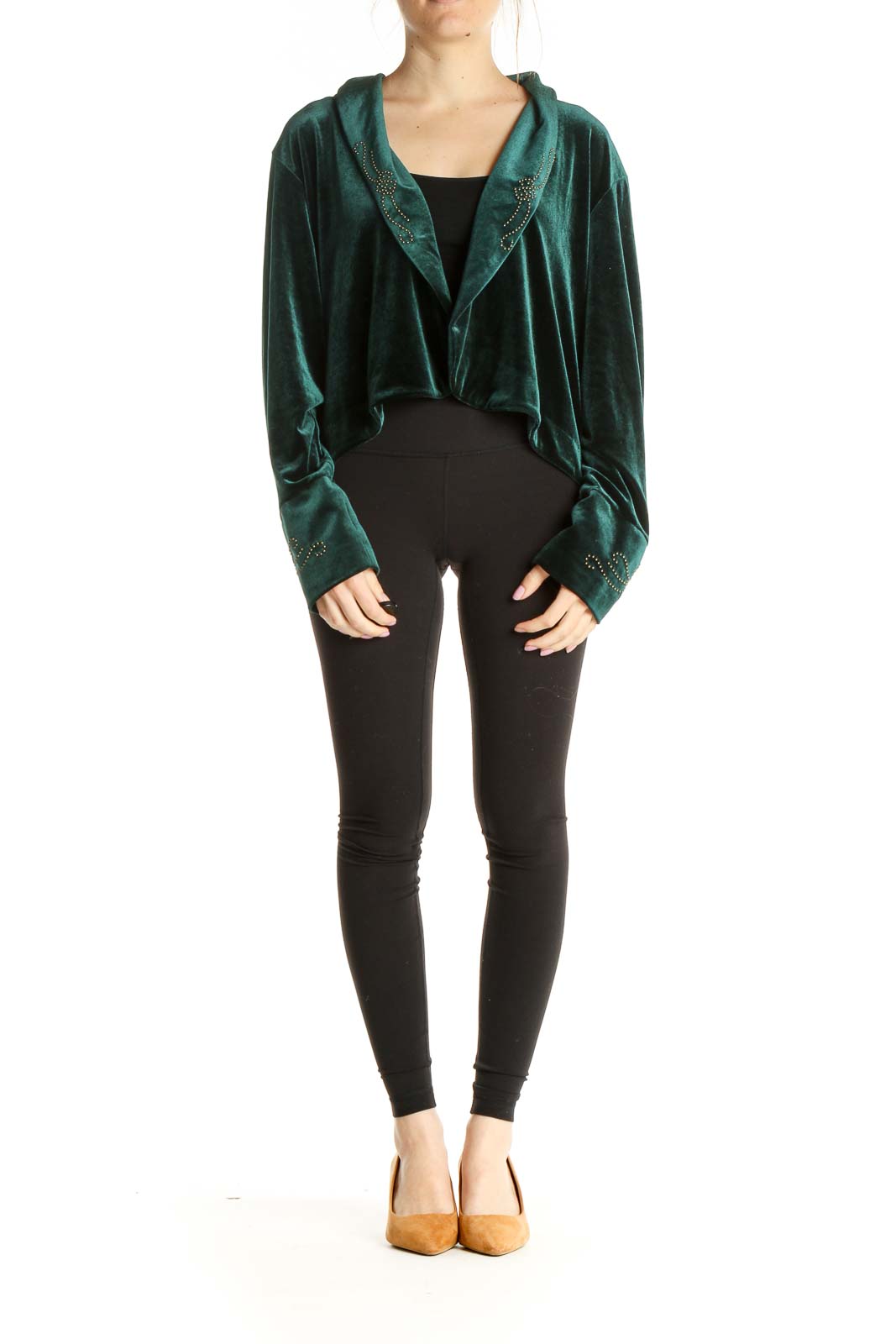 Green Velour Cardigan