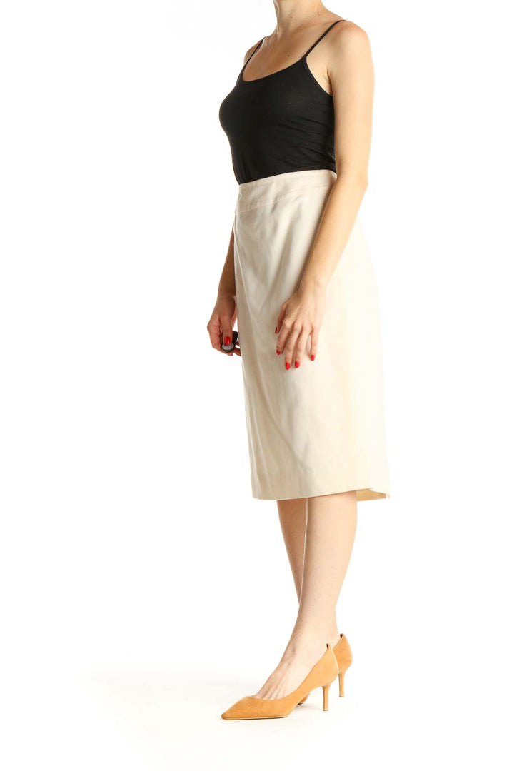 Beige Classic Pencil Skirt