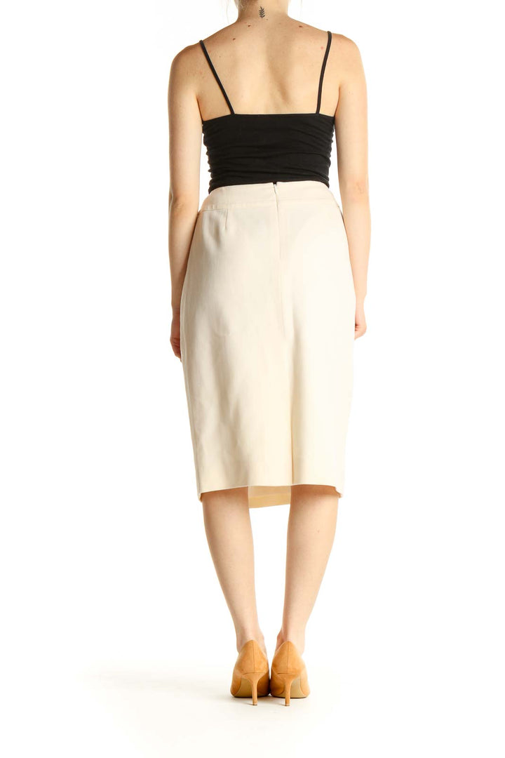 Beige Classic Pencil Skirt