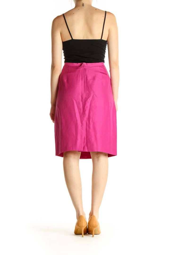 Pink Solid Classic A-Line Skirt