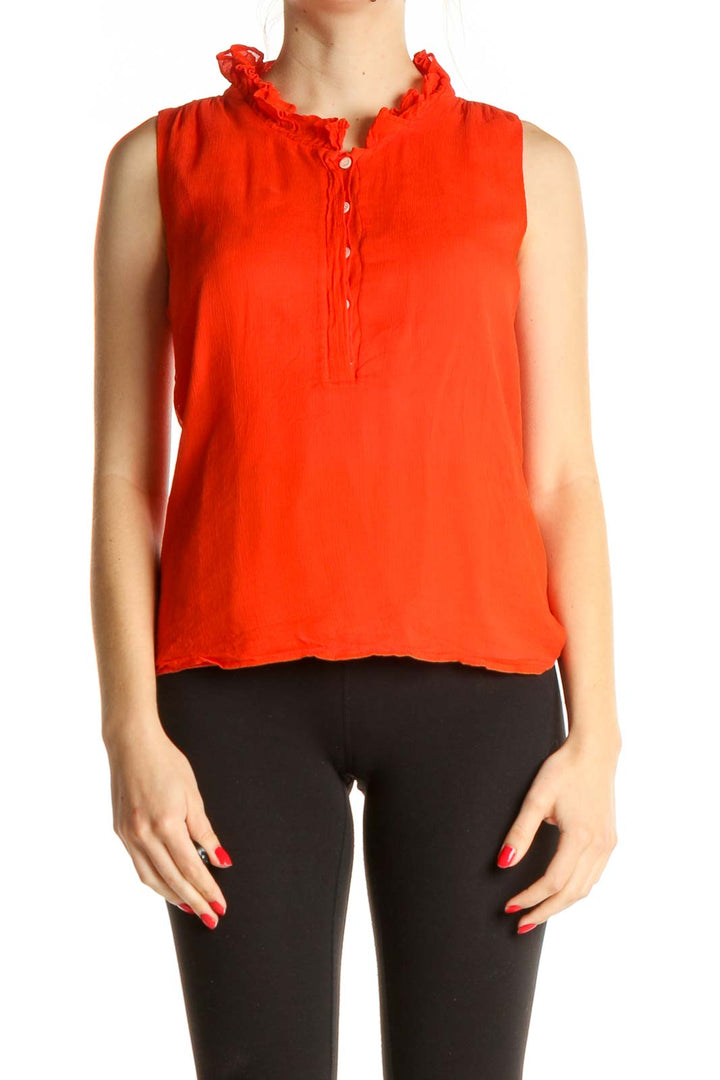 Orange Solid Chic Silk Blouse