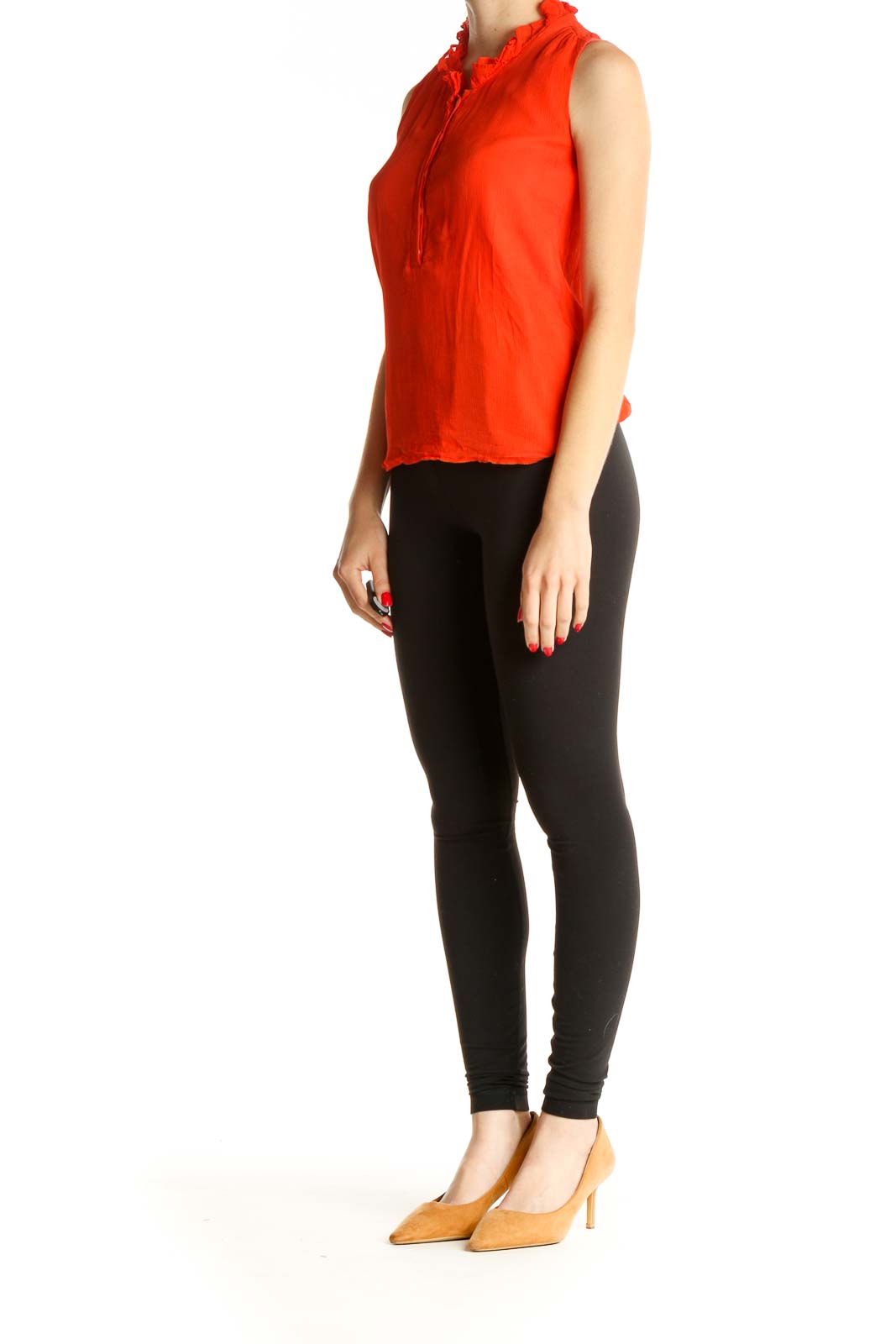 Orange Solid Chic Silk Blouse