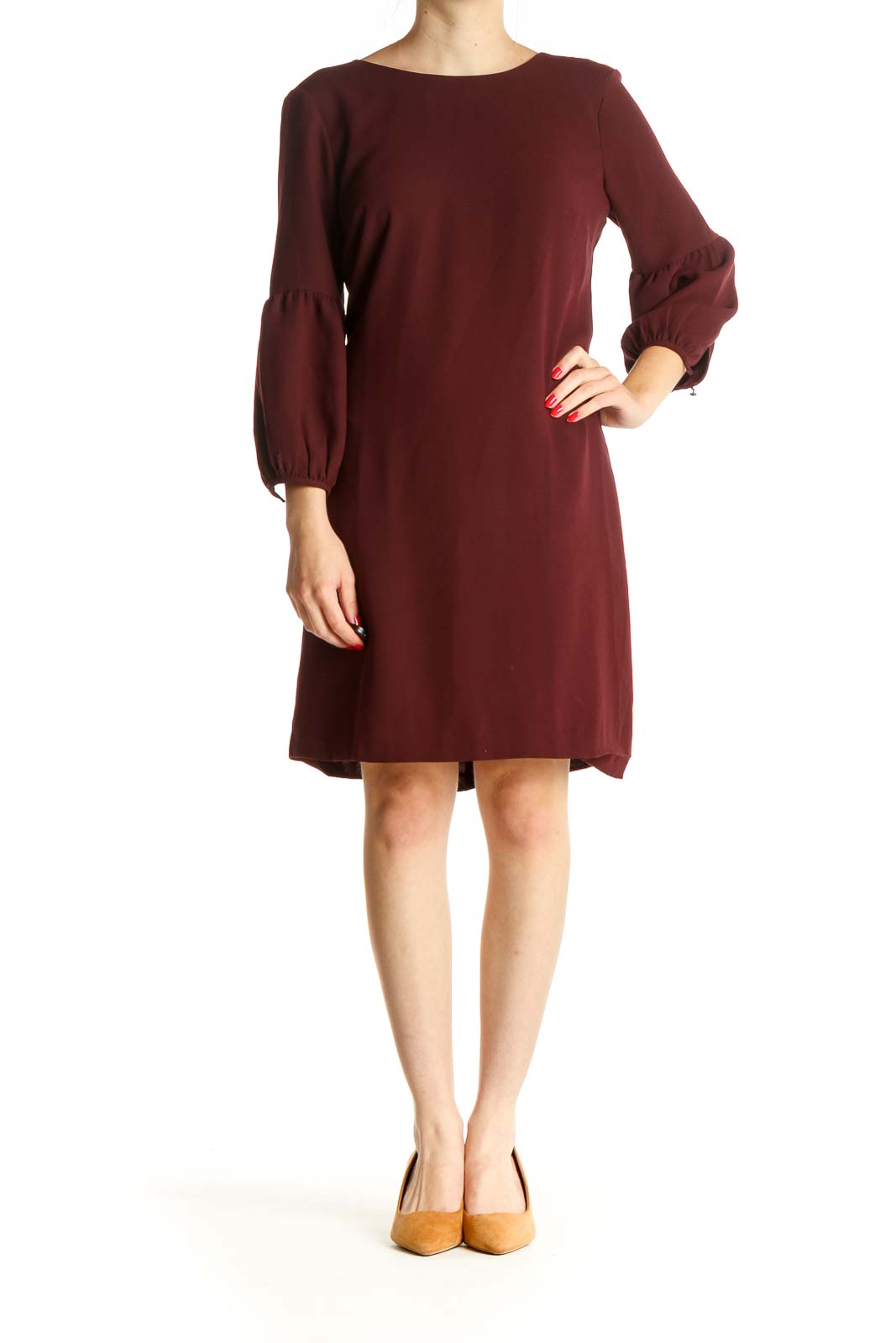 Purple Solid Day Sheath Dress