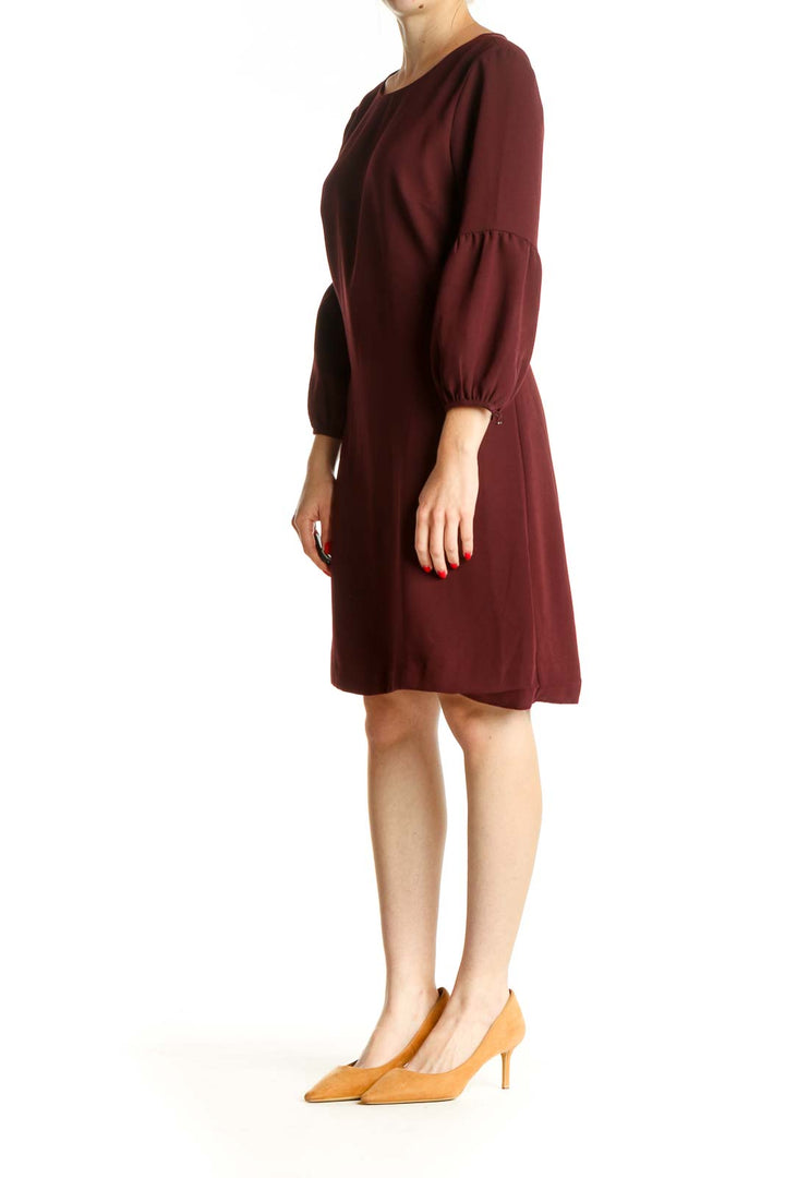 Purple Solid Day Sheath Dress