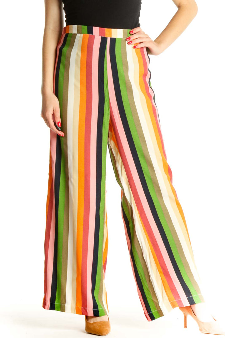 Beige Striped All Day Wear Palazzo Pants