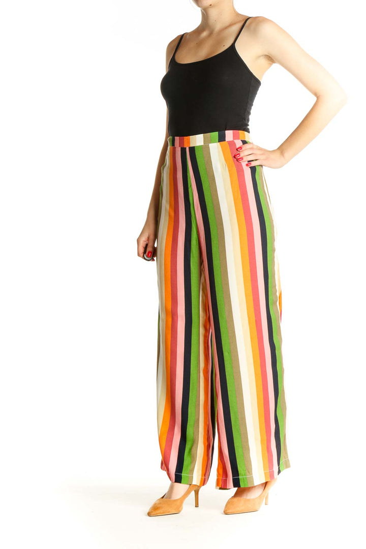 Beige Striped All Day Wear Palazzo Pants