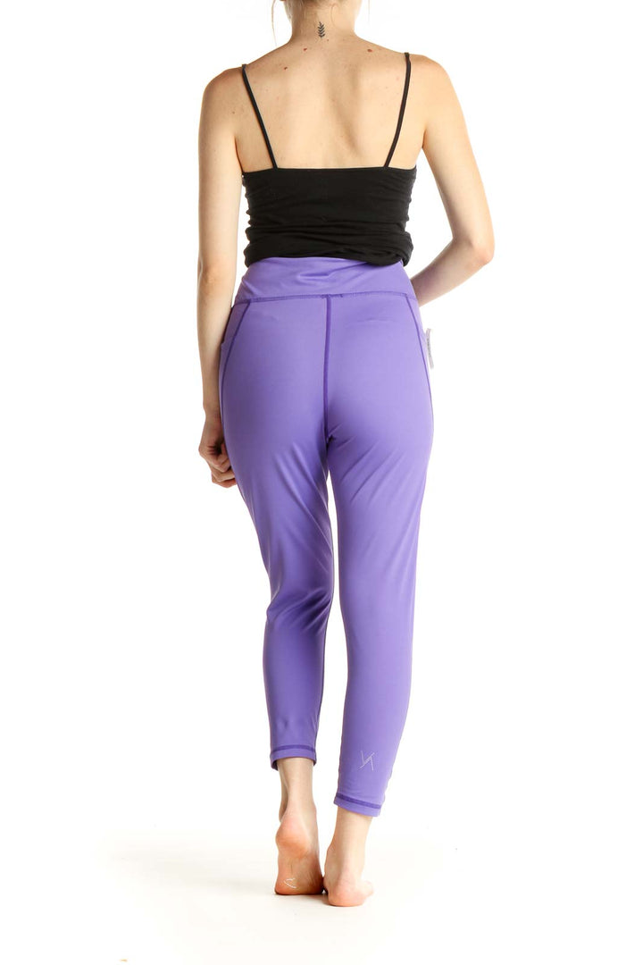 Purple Solid Activewear Leggings