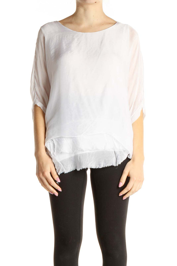 White Solid All Day Wear Silk Blouse