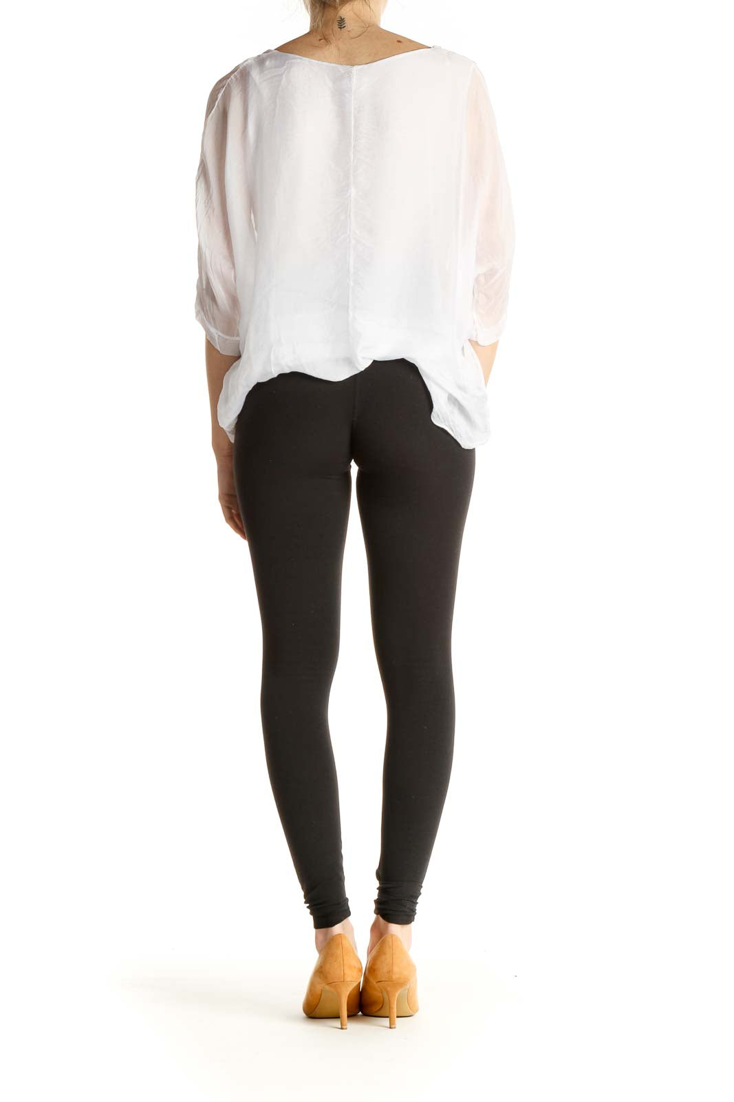 White Solid All Day Wear Silk Blouse