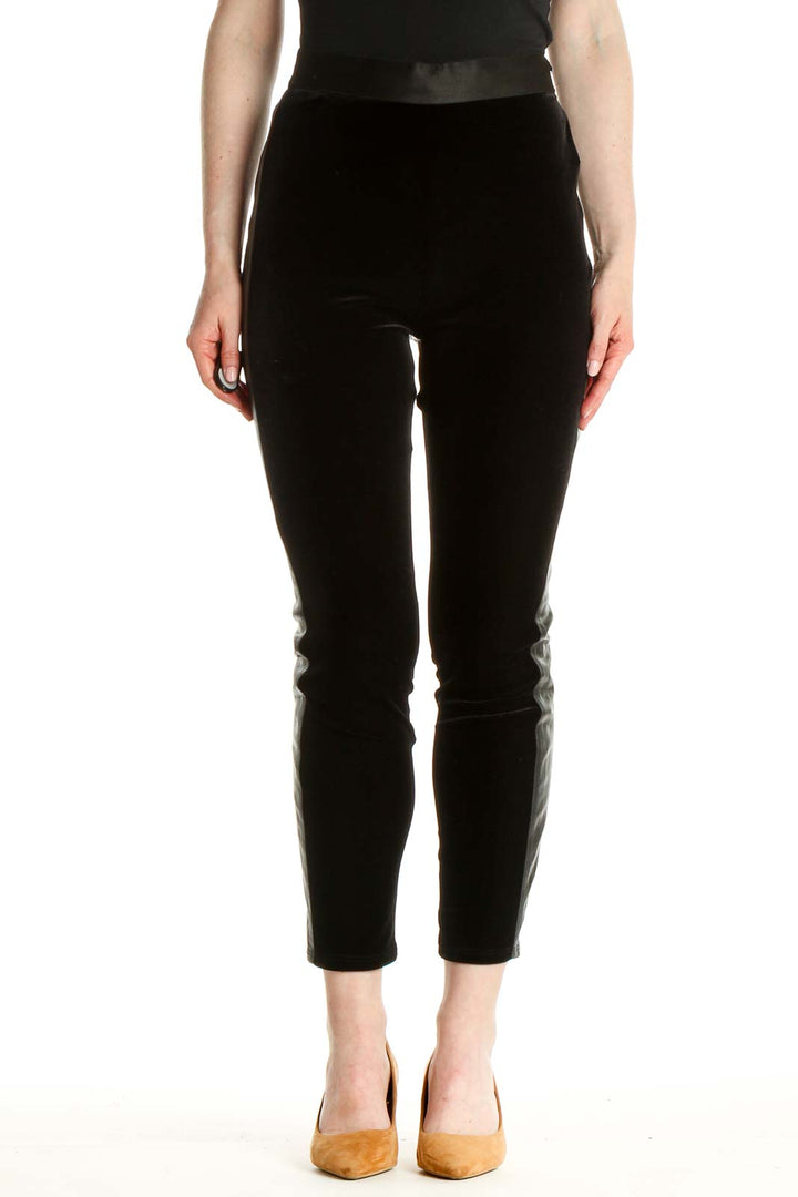 Black Solid Casual Leggings