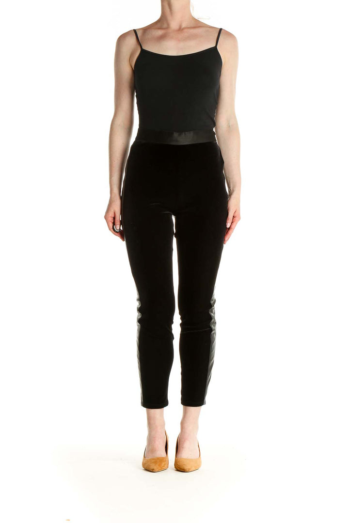 Black Solid Casual Leggings