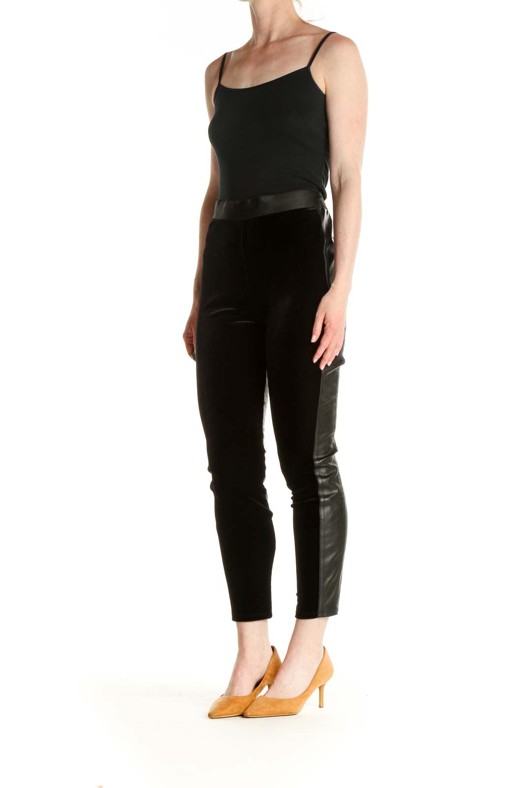 Black Solid Casual Leggings