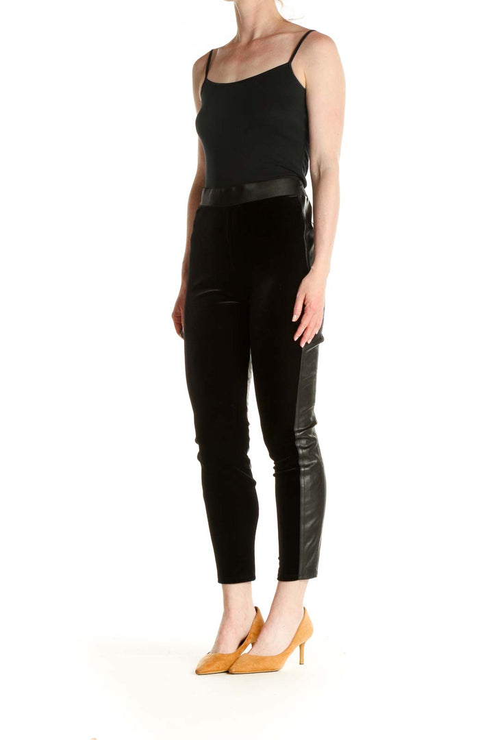 Black Solid Casual Leggings