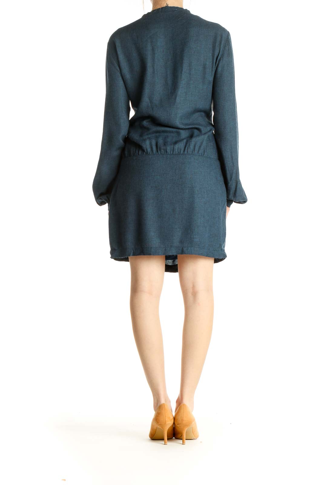 Blue Solid Day Shift Dress