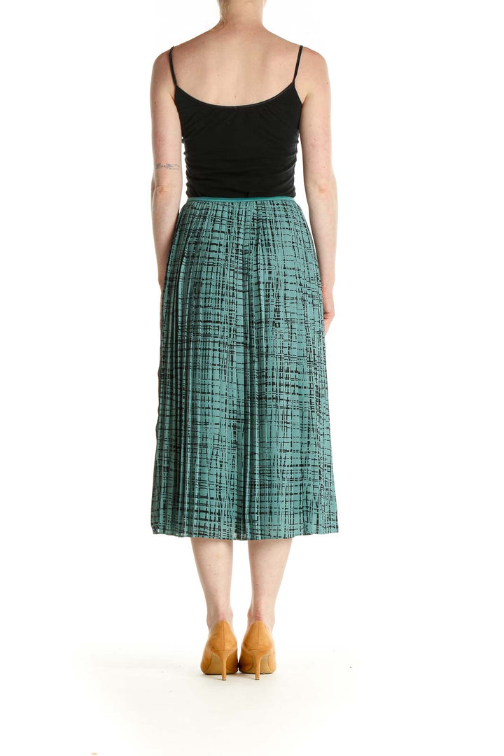 Green Printed All Day Wear Pleated Skirt