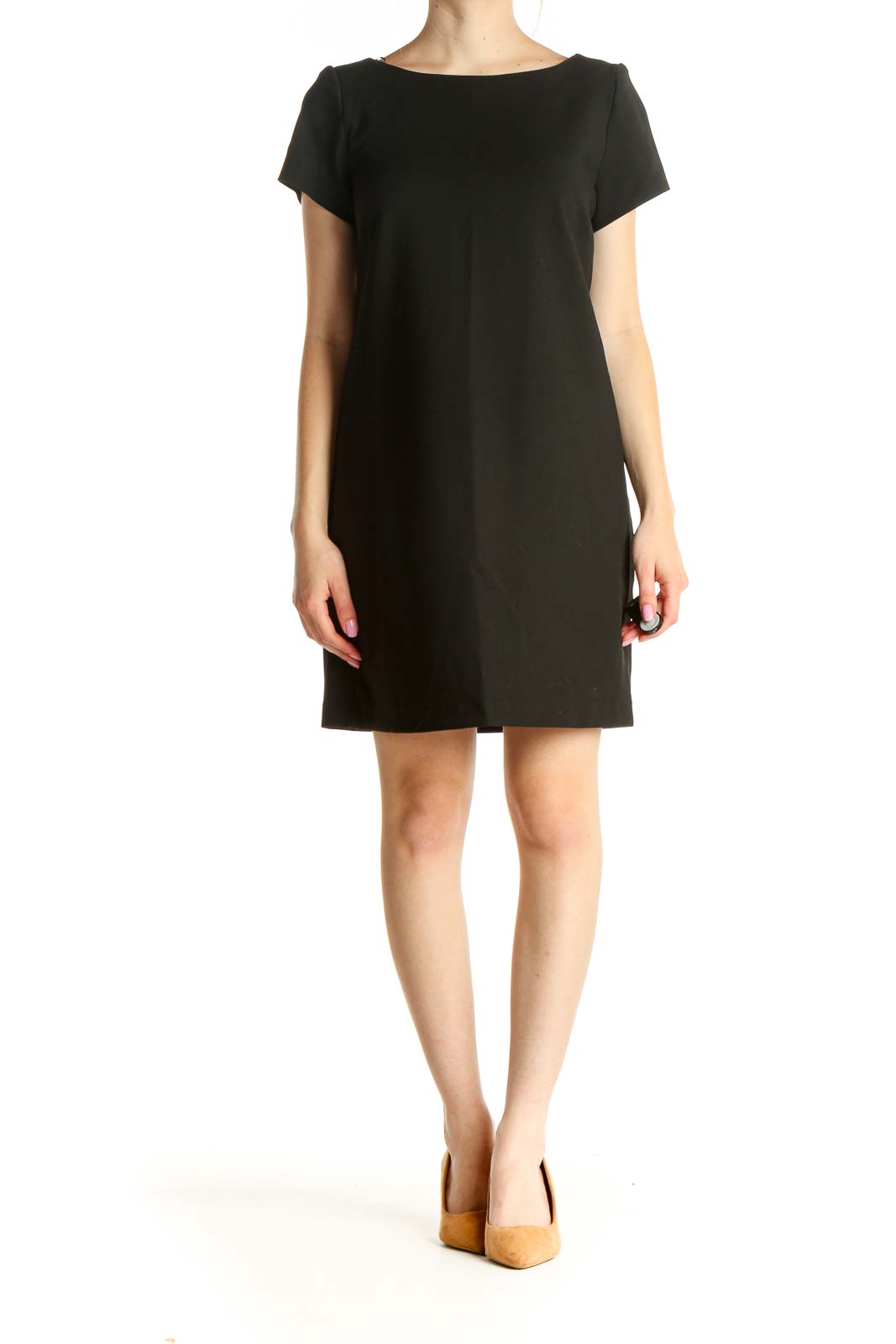 Black Solid Classic Shift Dress