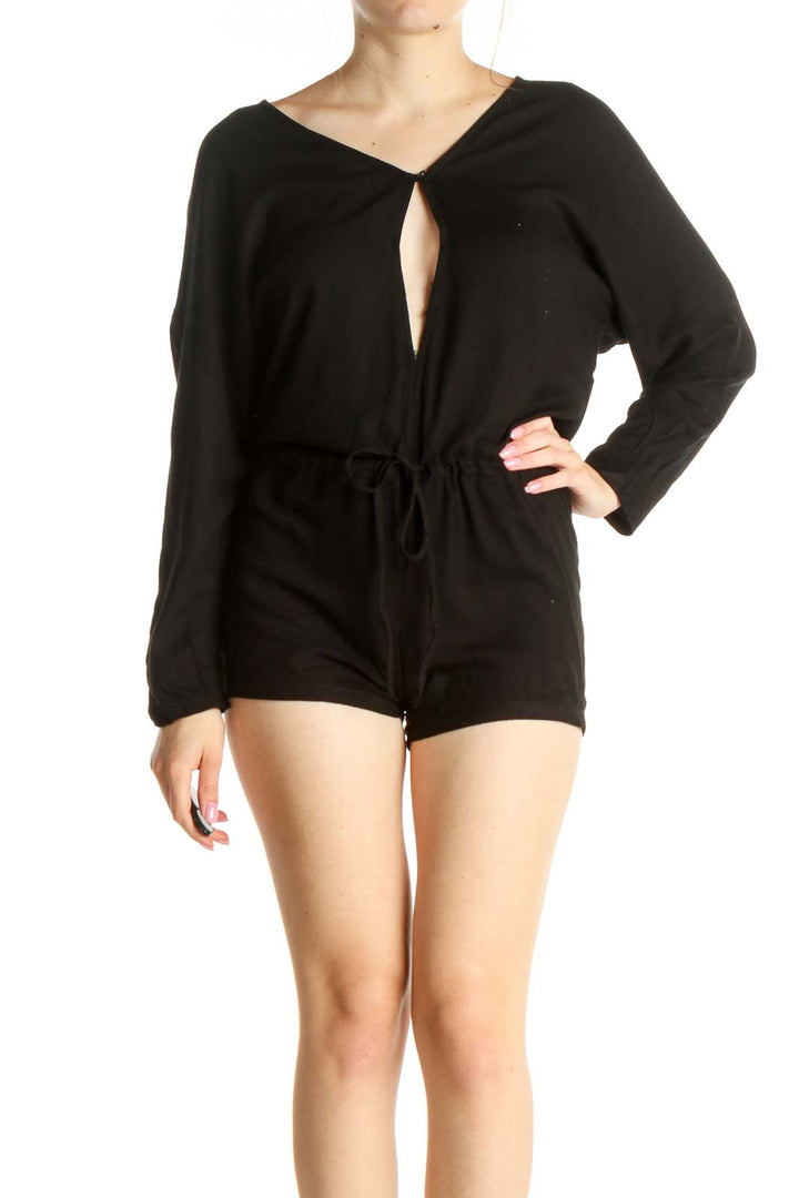 Black Solid Romper