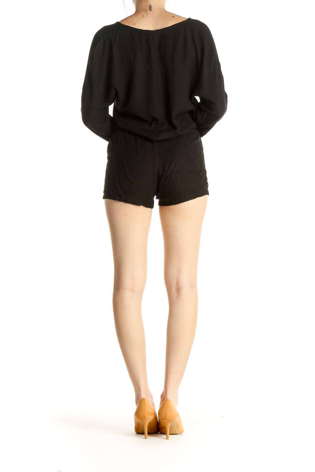 Black Solid Romper