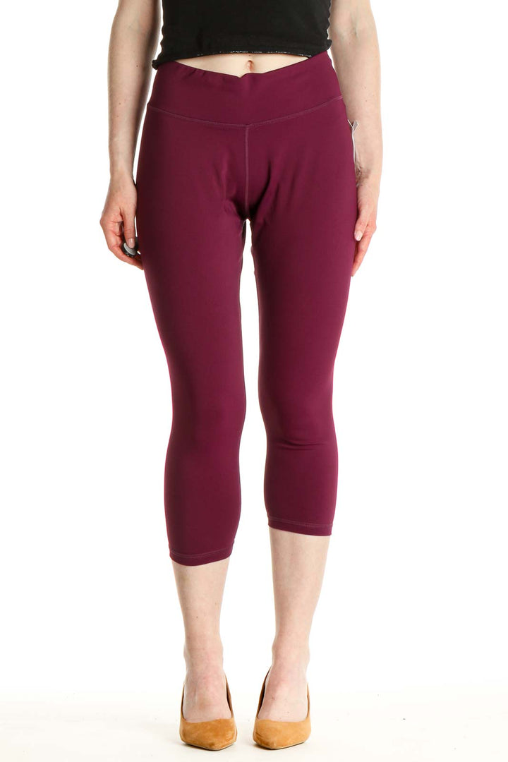 Purple Solid Activewear Leggings