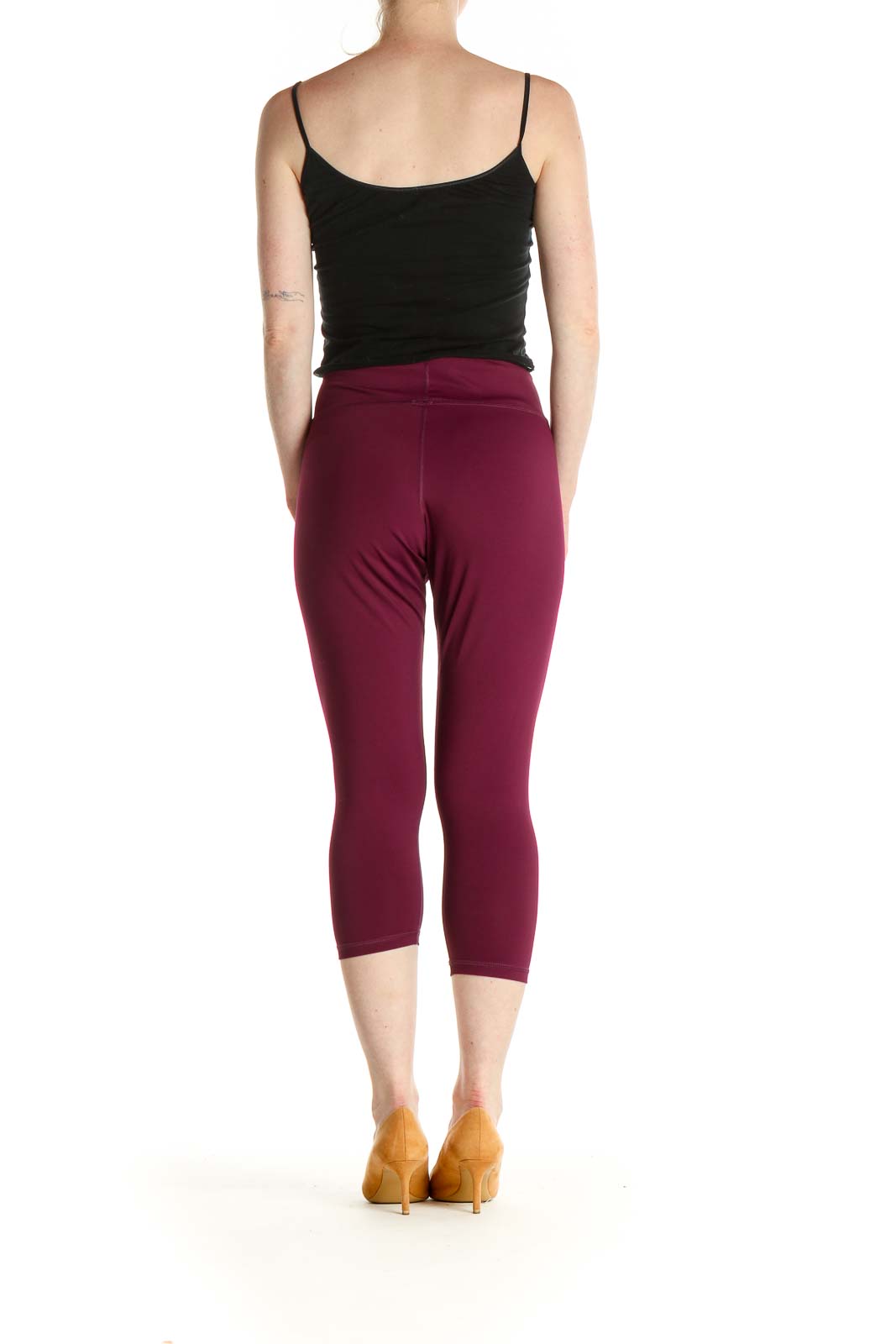 Purple Solid Activewear Leggings