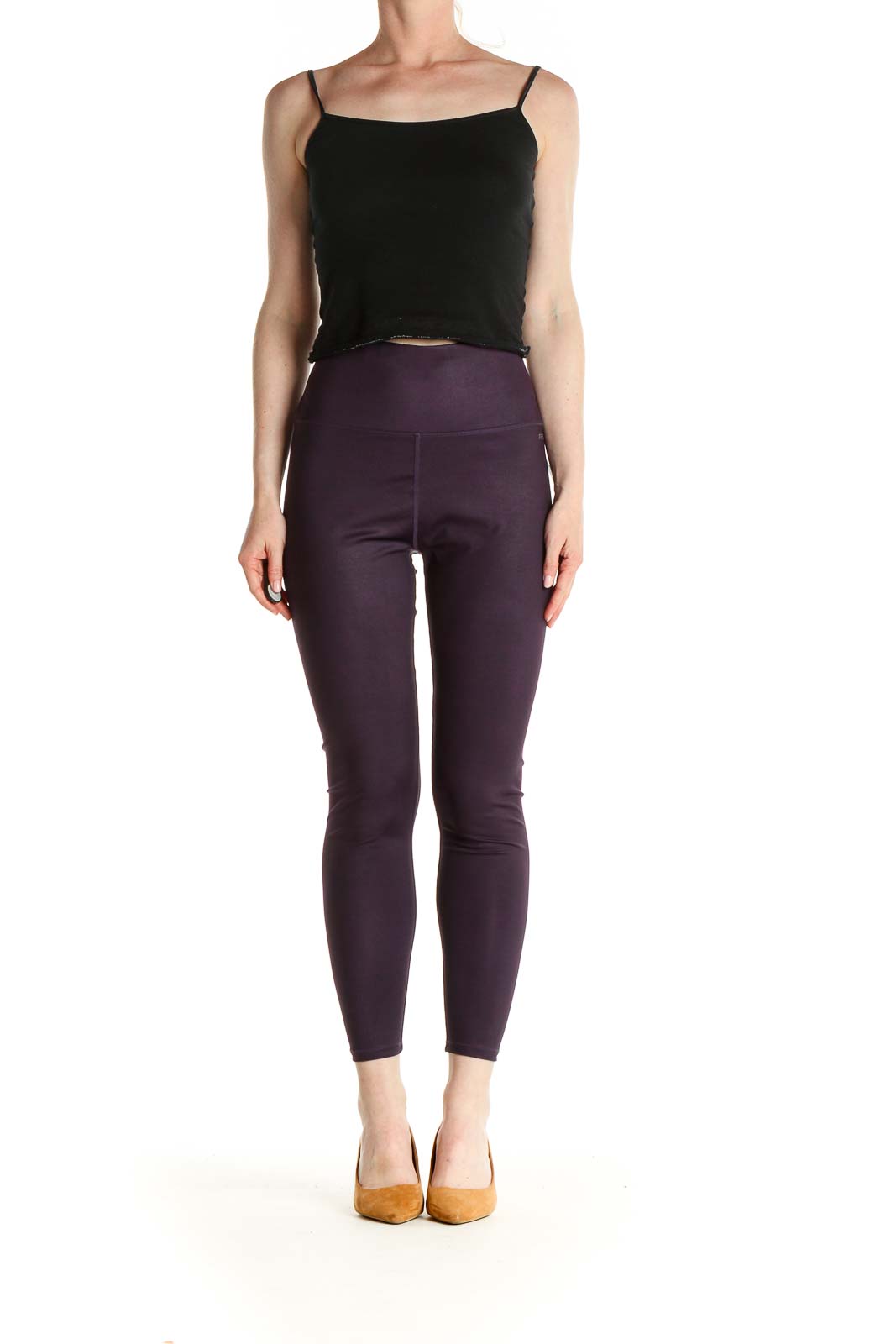 Purple Solid Activewear Leggings