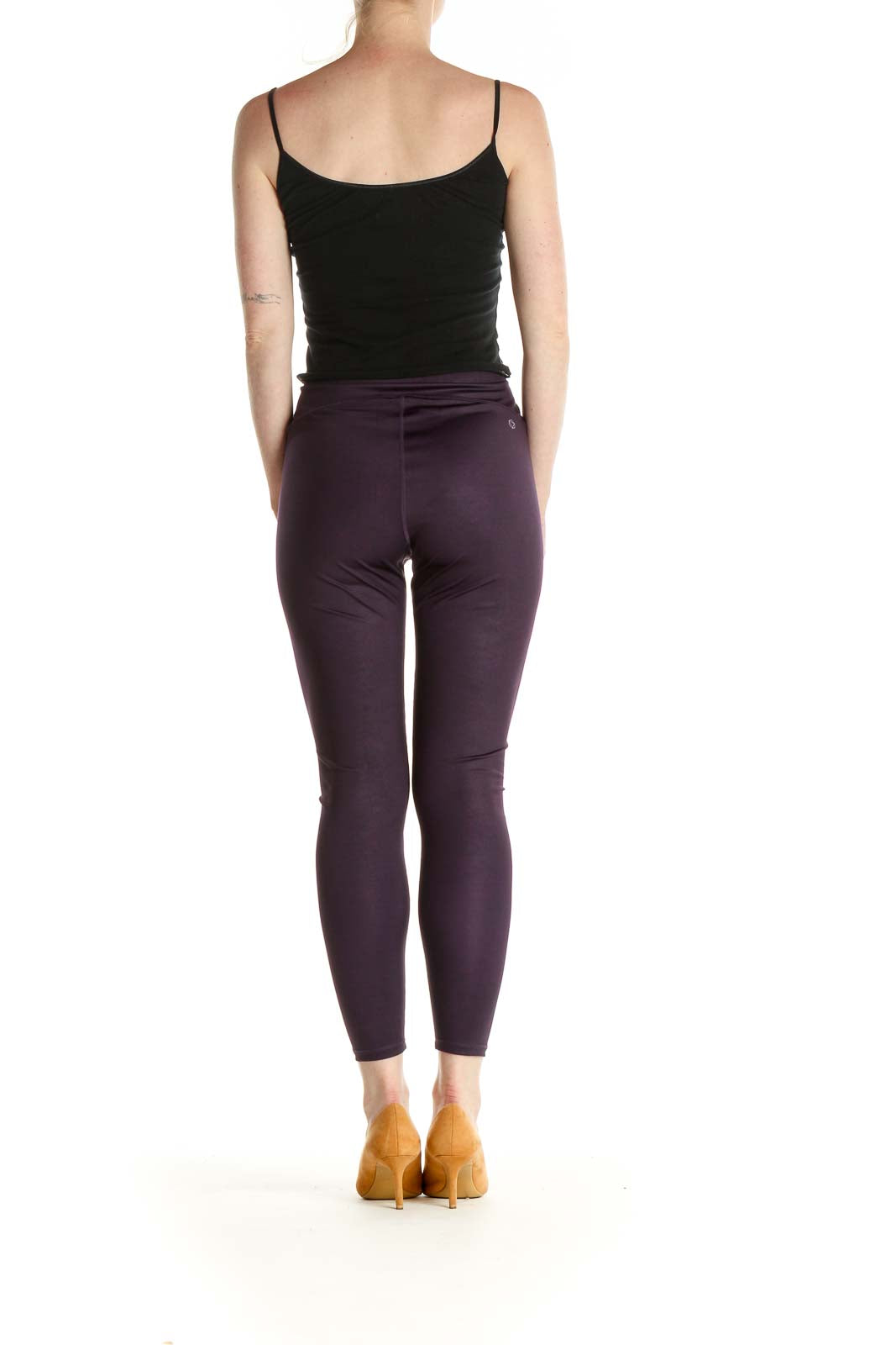 Purple Solid Activewear Leggings