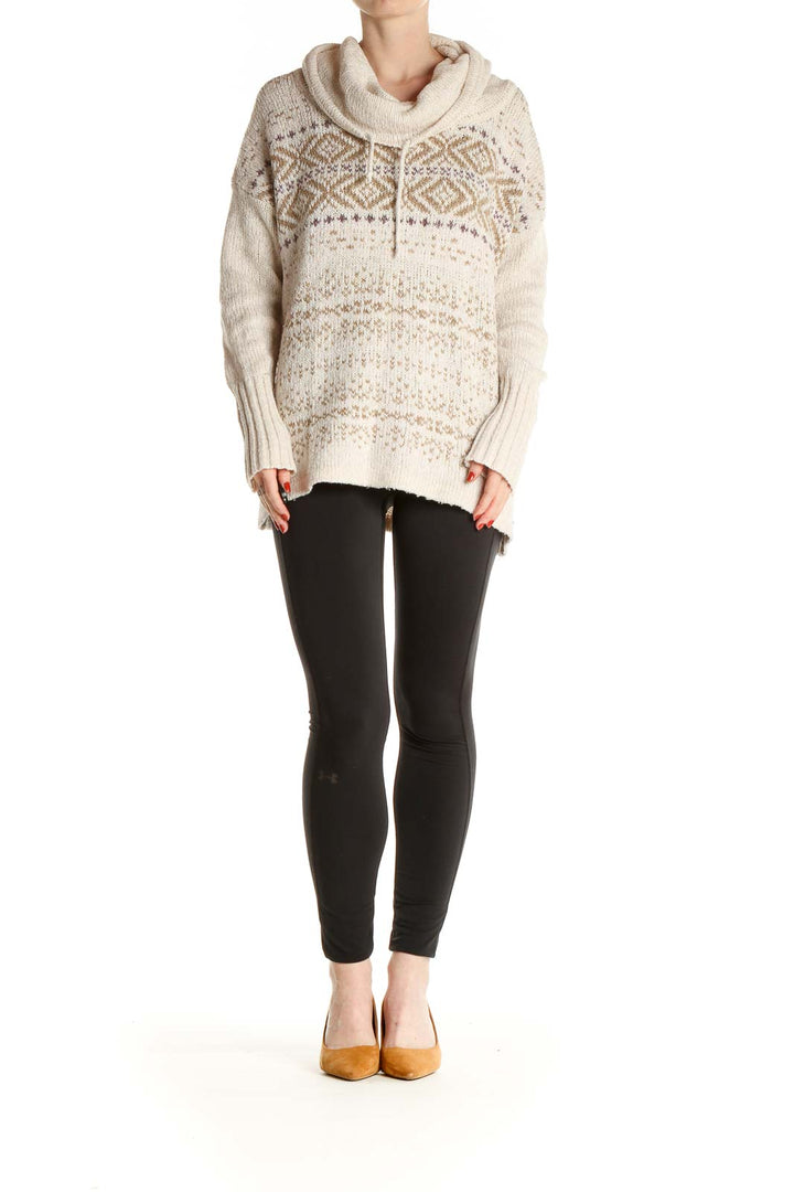 White Textured All Day Wear Sweater