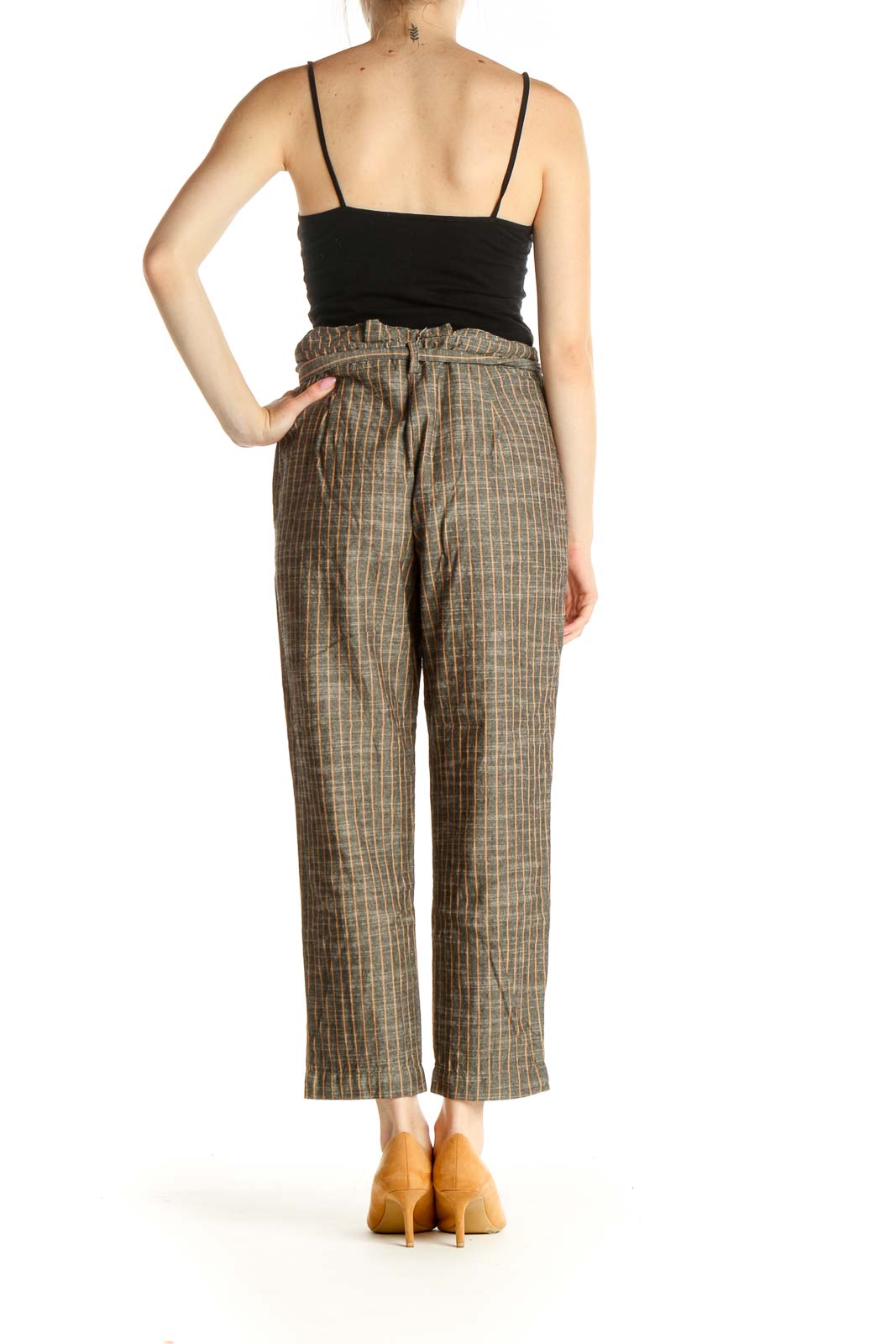 Brown Striped All Day Wear Trousers