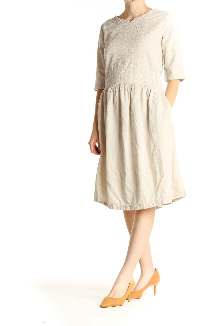 Beige Textured Dress