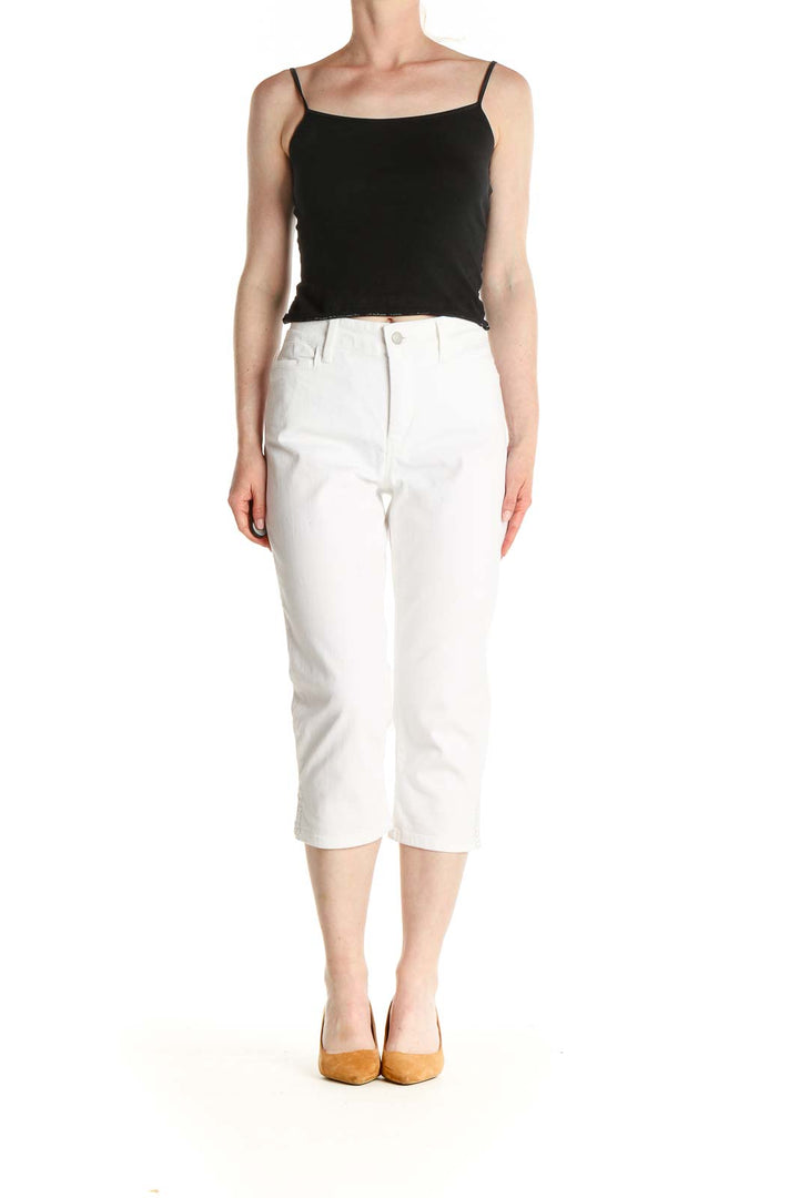 White Straight Leg Cropped Jeans