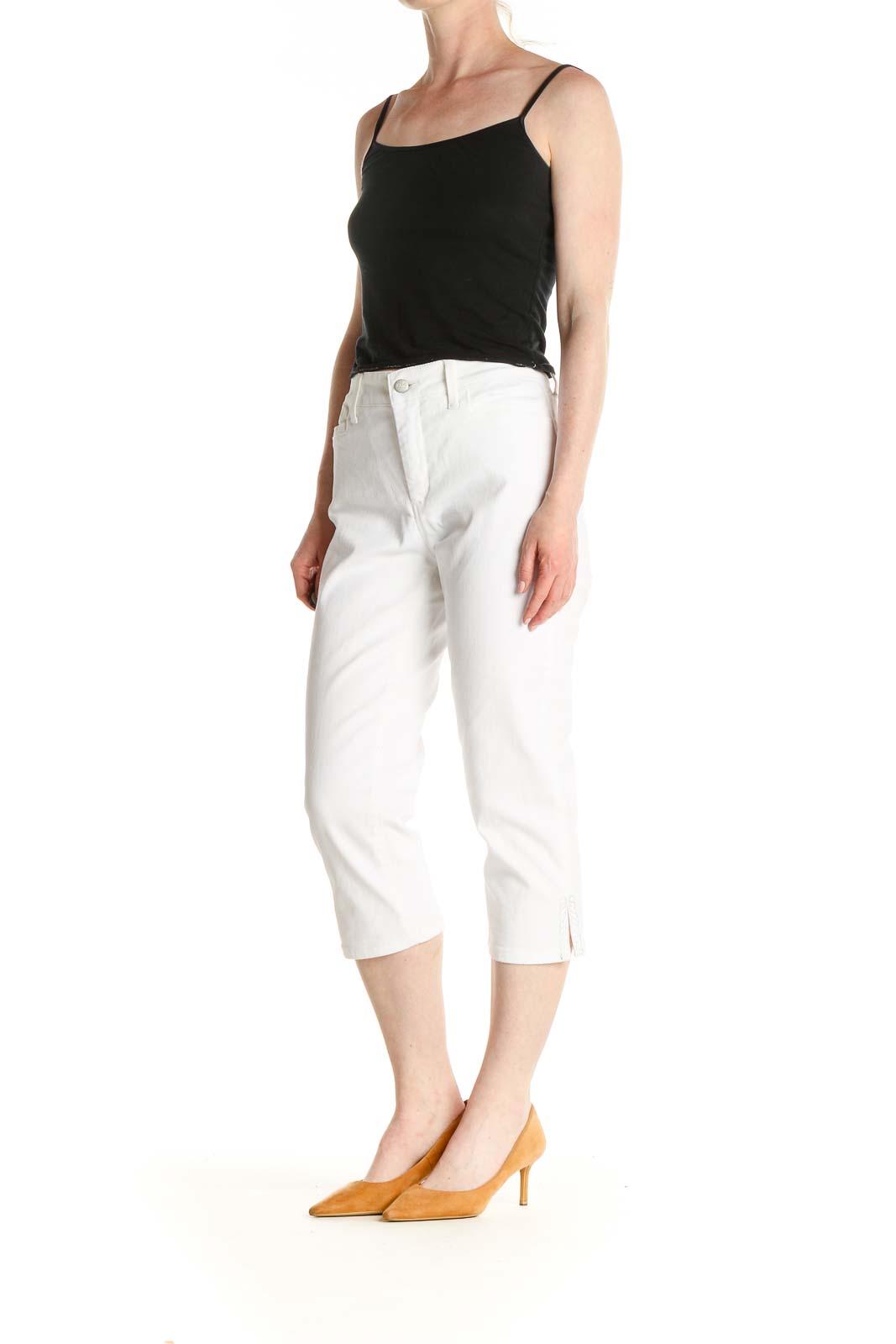 White Straight Leg Cropped Jeans