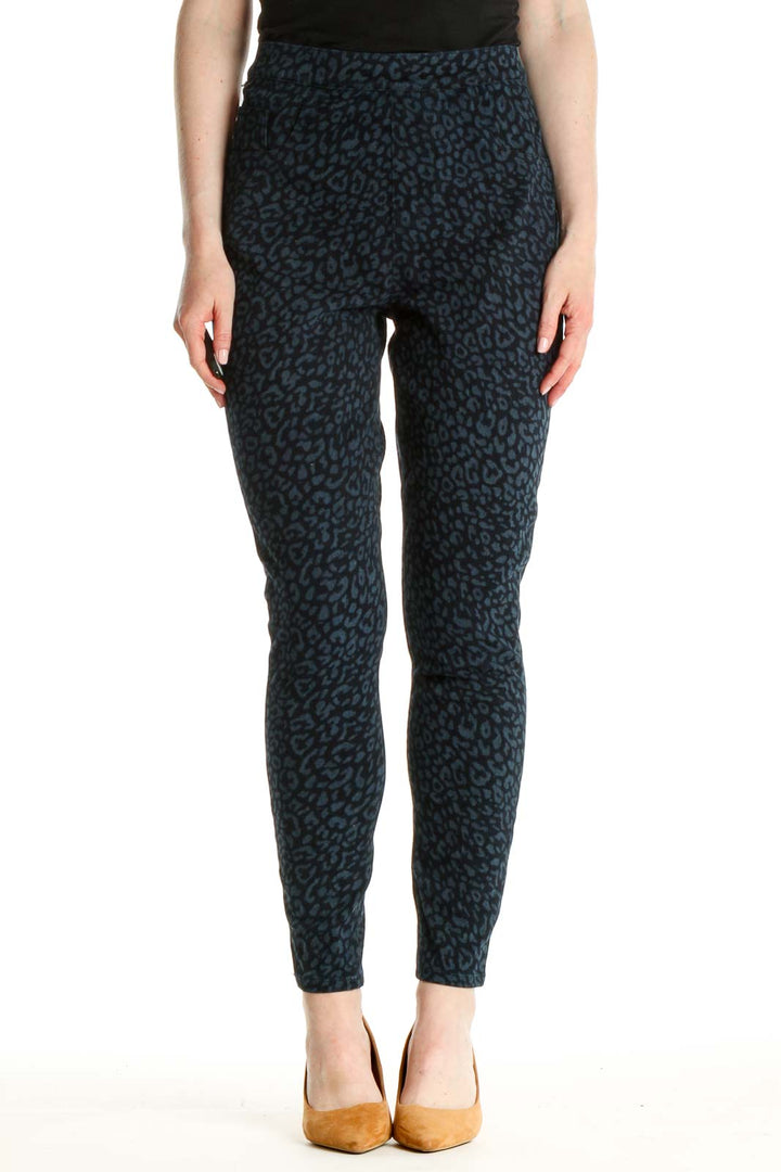 Blue Animal Print Casual Leggings