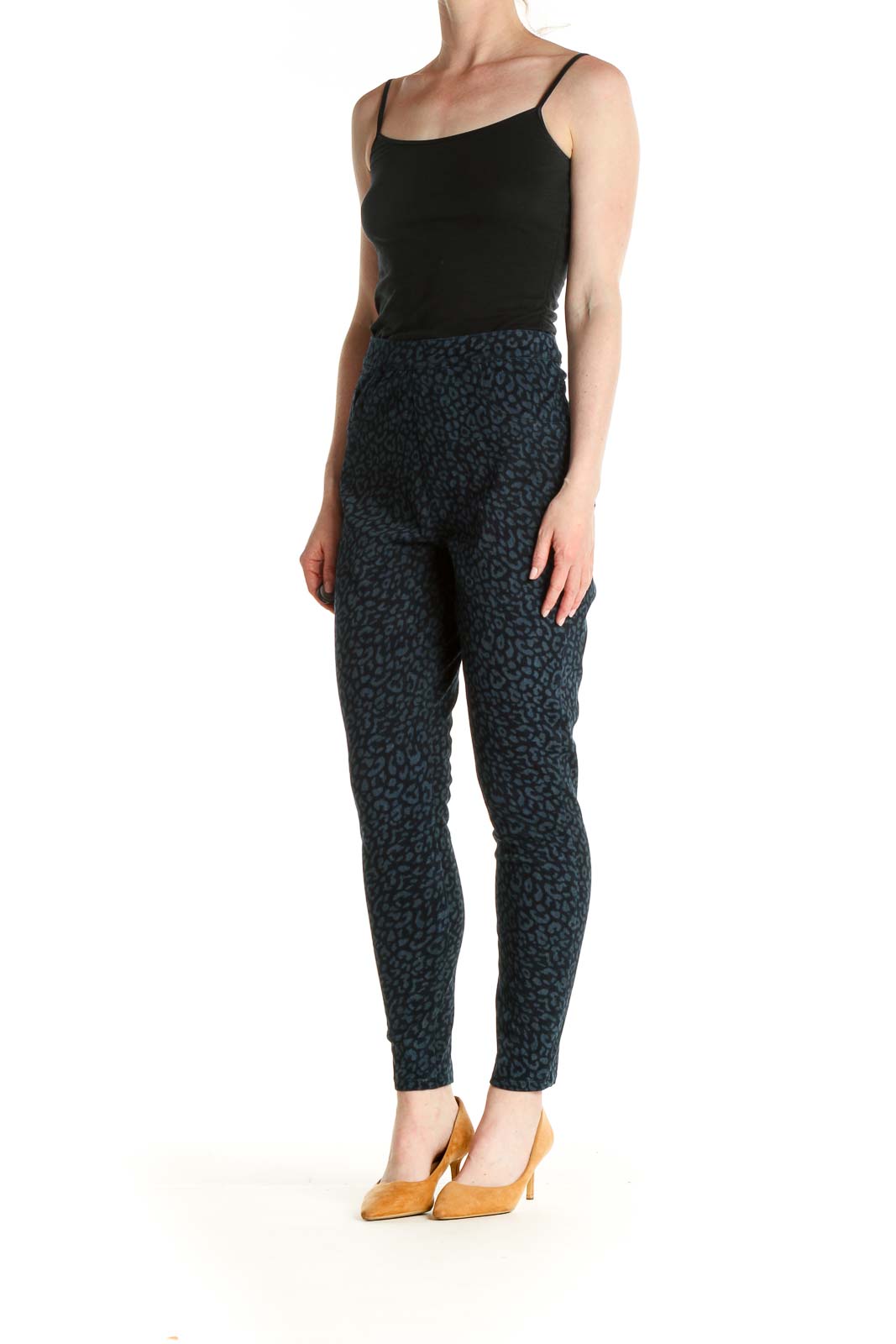 Blue Animal Print Casual Leggings