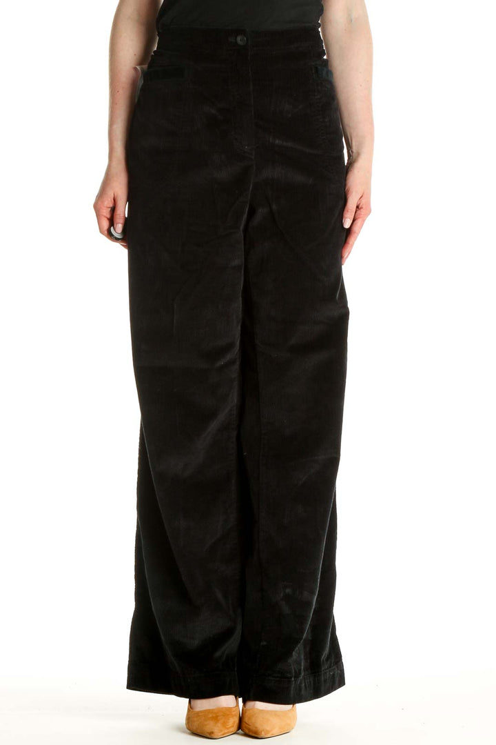 Black Solid Classic Trousers